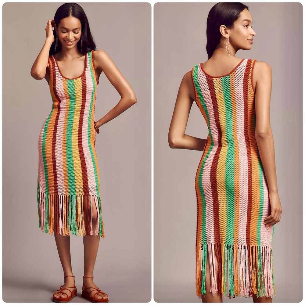Anthropologie x Farm Rio Crochet Fringe Dress – Size XL